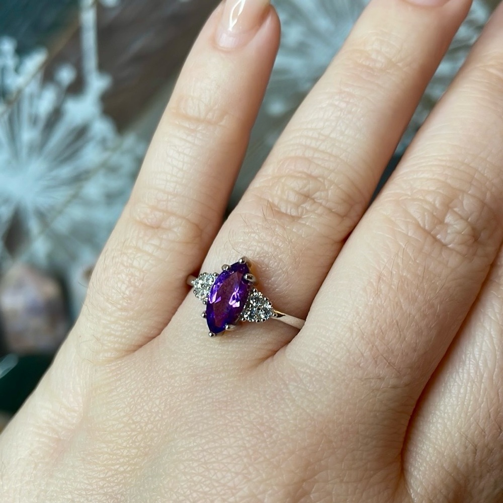 High Quality Amethyst Crystal Sterling Silver Ring